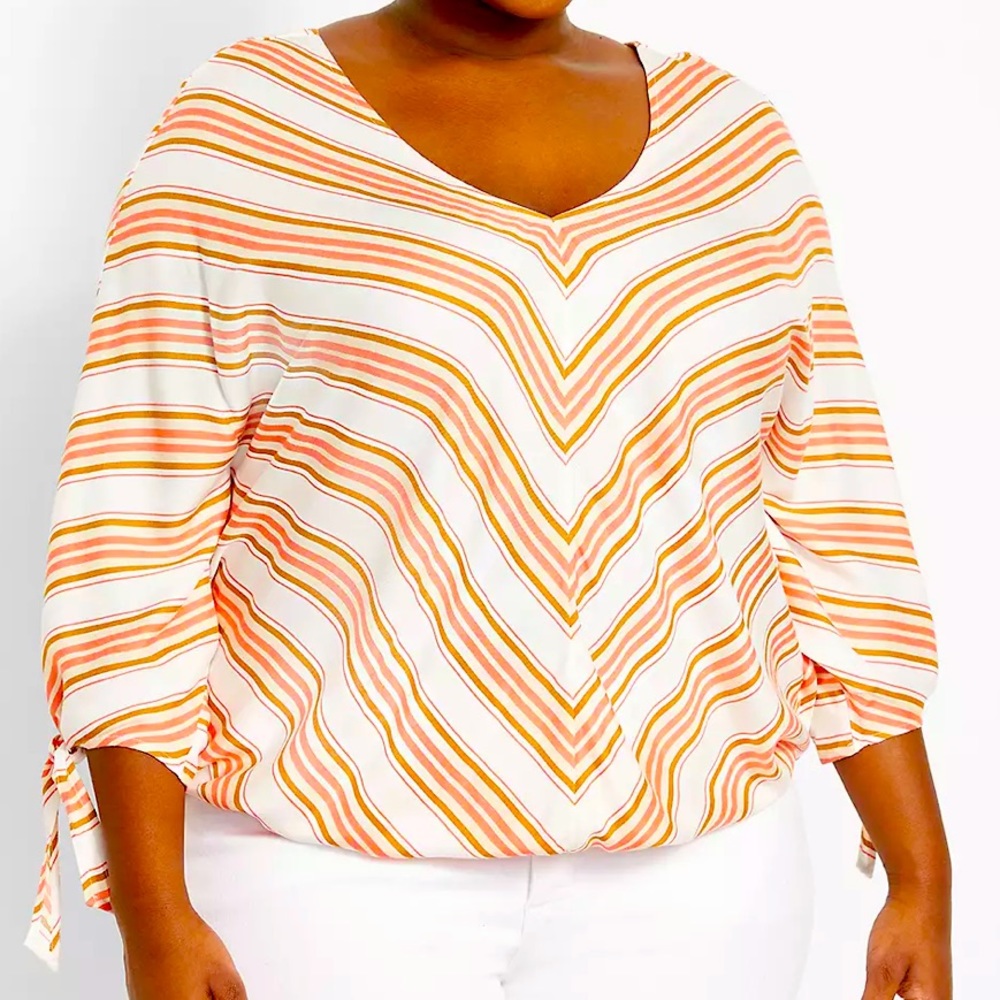 Lane Bryant Blouse, Size 14/16, NWT, Coral brown white color